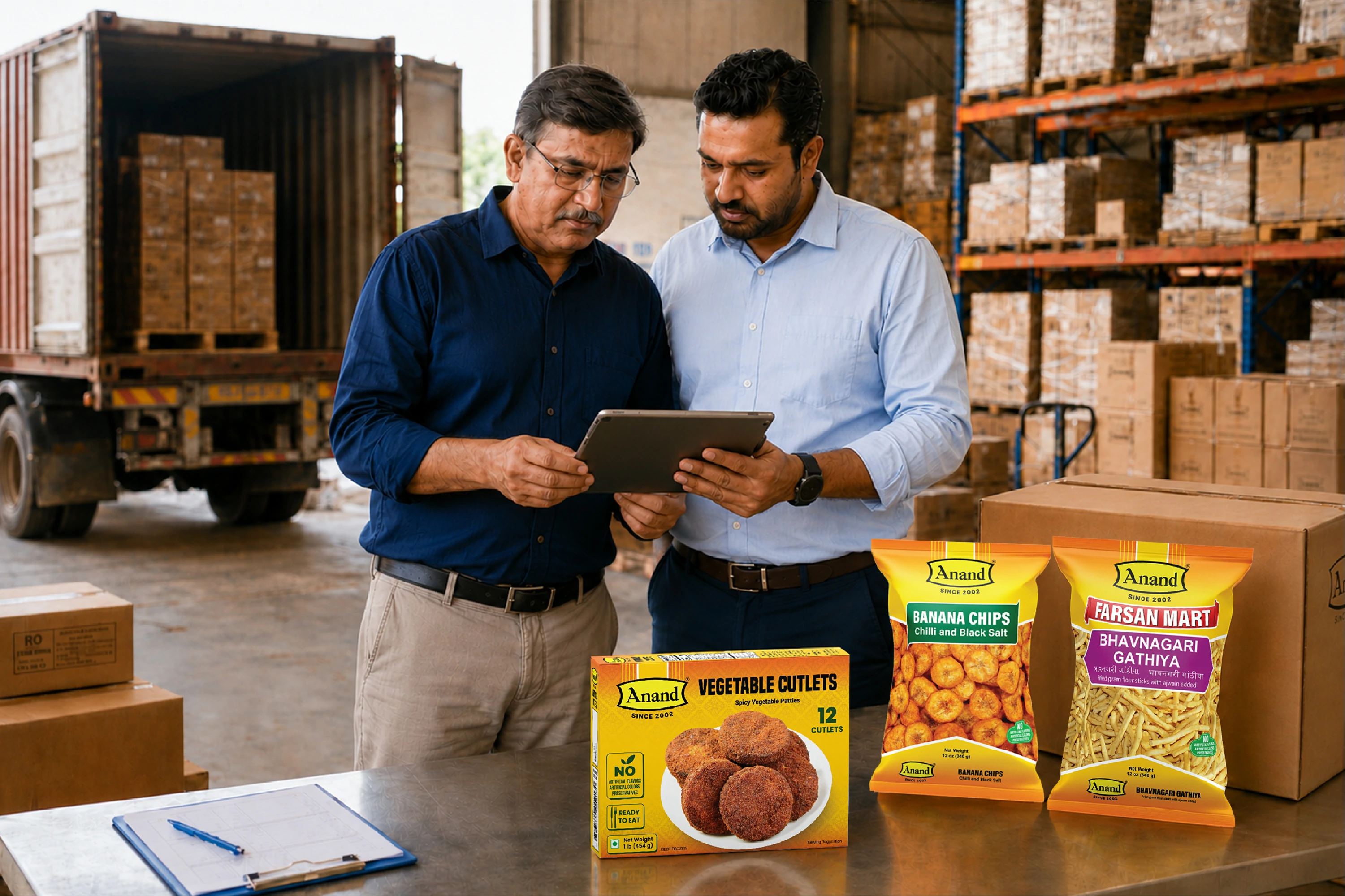 Experienced food trading team reviewing products and logistics