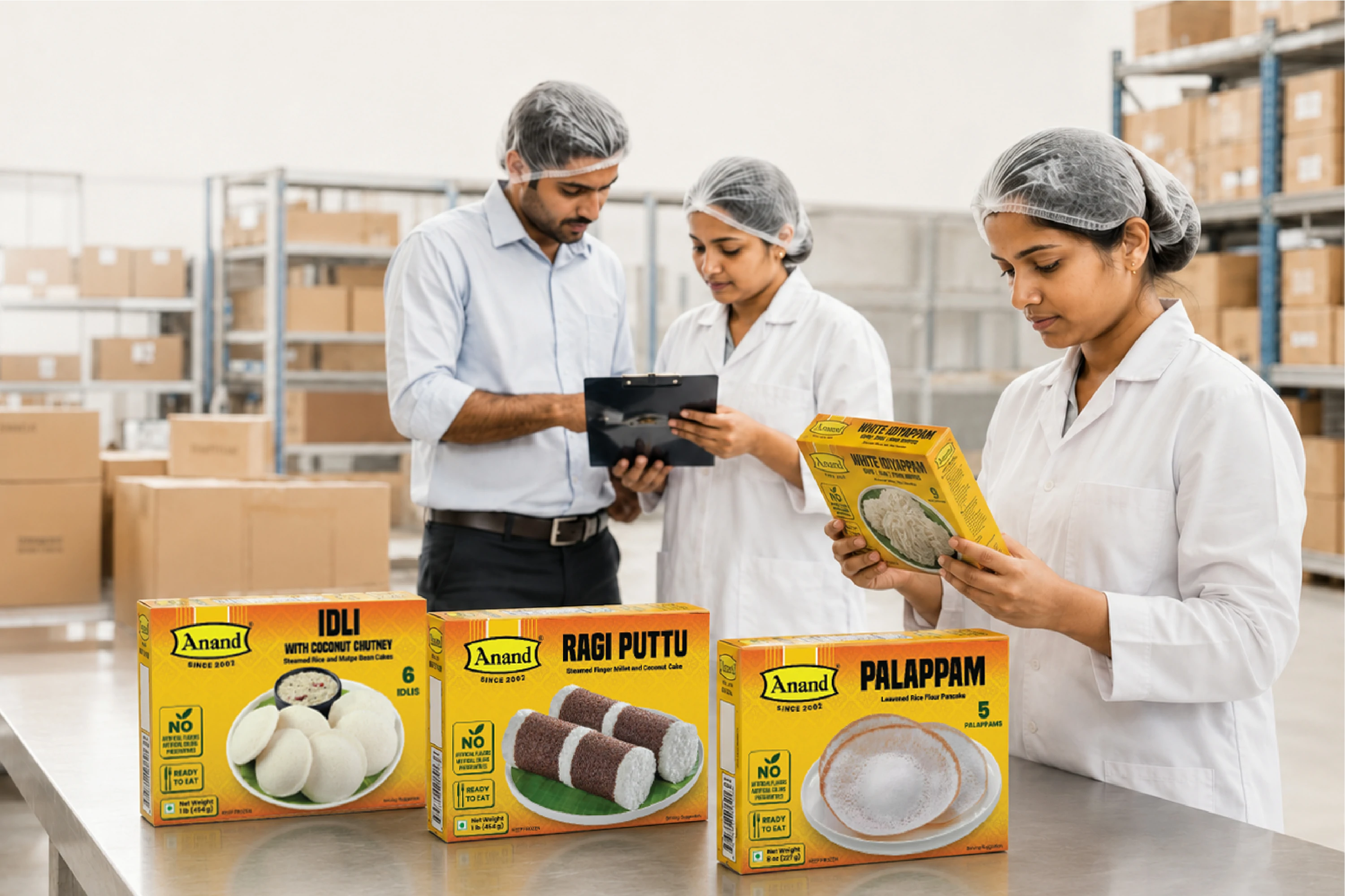 Food quality specialist inspecting a packaged product